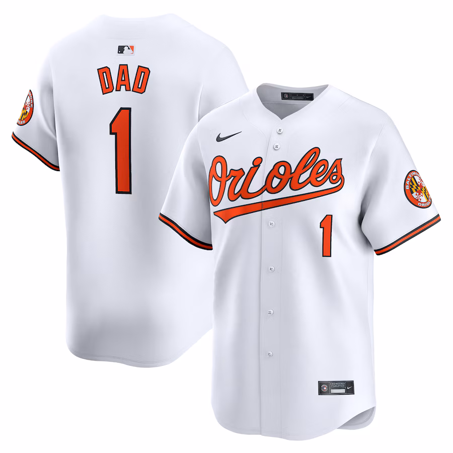 Men's Baltimore Orioles Nike White #1 Dad Home Limited Jersey - Jersey