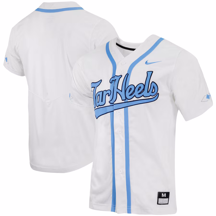 Men's Nike White North Carolina Tar Heels Replica Full-Button Baseball Jersey - Jersey