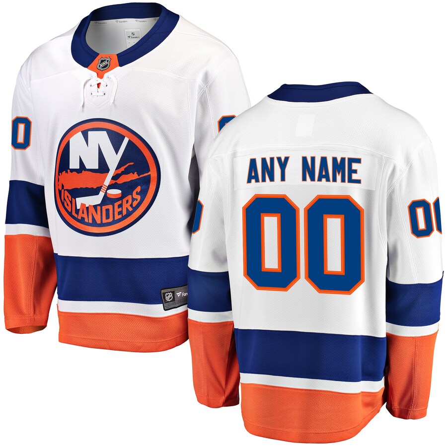 Men's New York Islanders Fanatics Branded White Away Breakaway Custom Jersey - Jersey