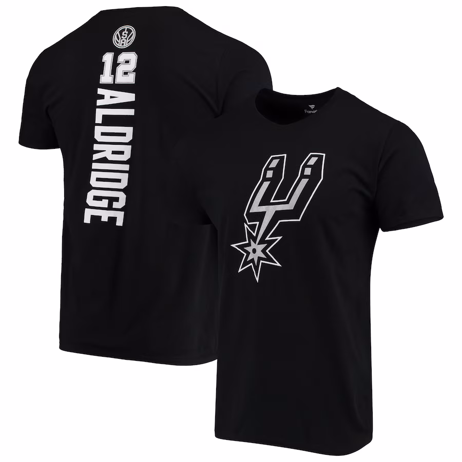 Men's San Antonio Spurs LaMarcus Aldridge Fanatics Black Team Playmaker Name & Number T-Shirt - Jersey