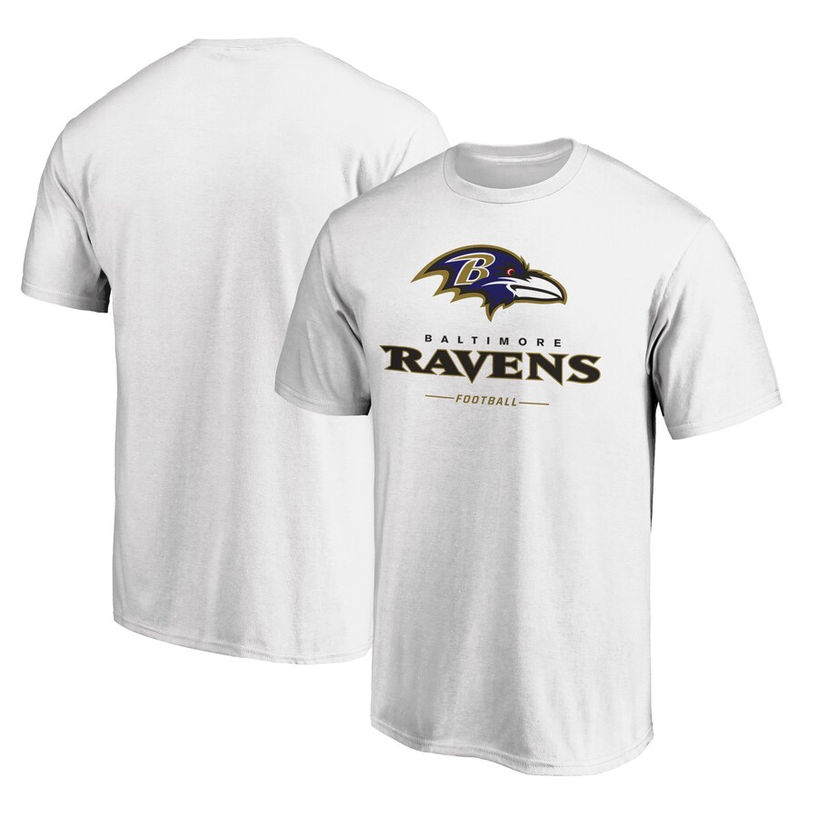 Men's Baltimore Ravens White Logo Team Lockup T-Shirt - Jersey