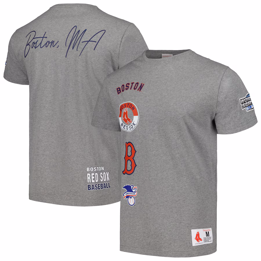 Men's Boston Red Sox Mitchell & Ness Heather Gray Cooperstown Collection City Collection T-Shirt - Jersey