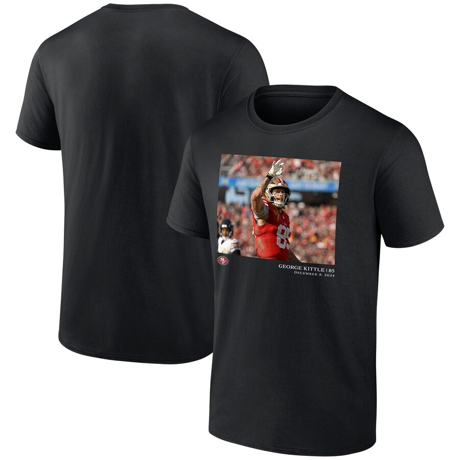 Men's San Francisco 49ers George Kittle Black NFL Flash Features Week 14 T-Shirt - Jersey