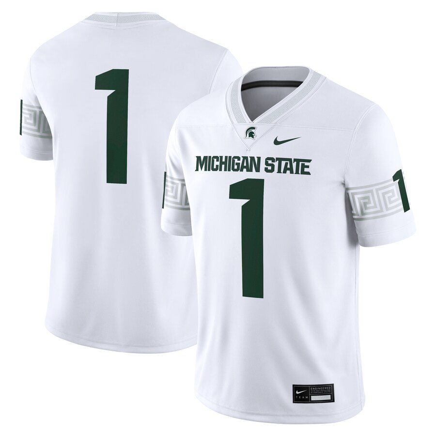 Men's Nike #1 White Michigan State Spartans Game Jersey - Jersey