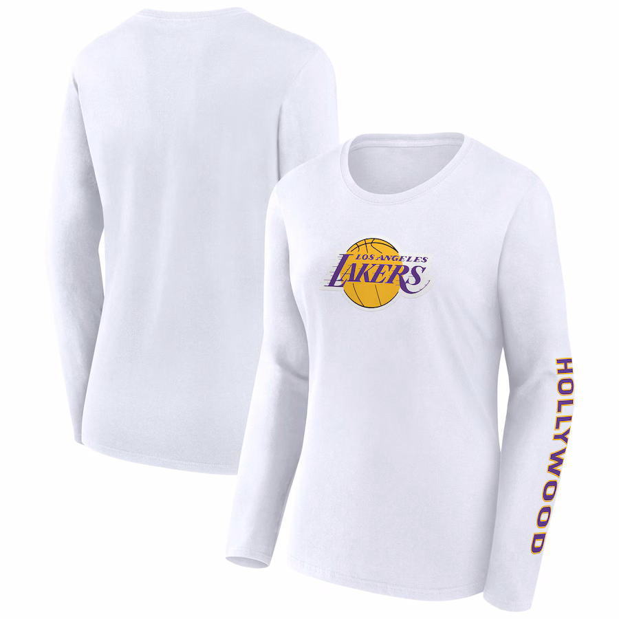 Women's Los Angeles Lakers Fanatics White Long Sleeve T-Shirt - Jersey