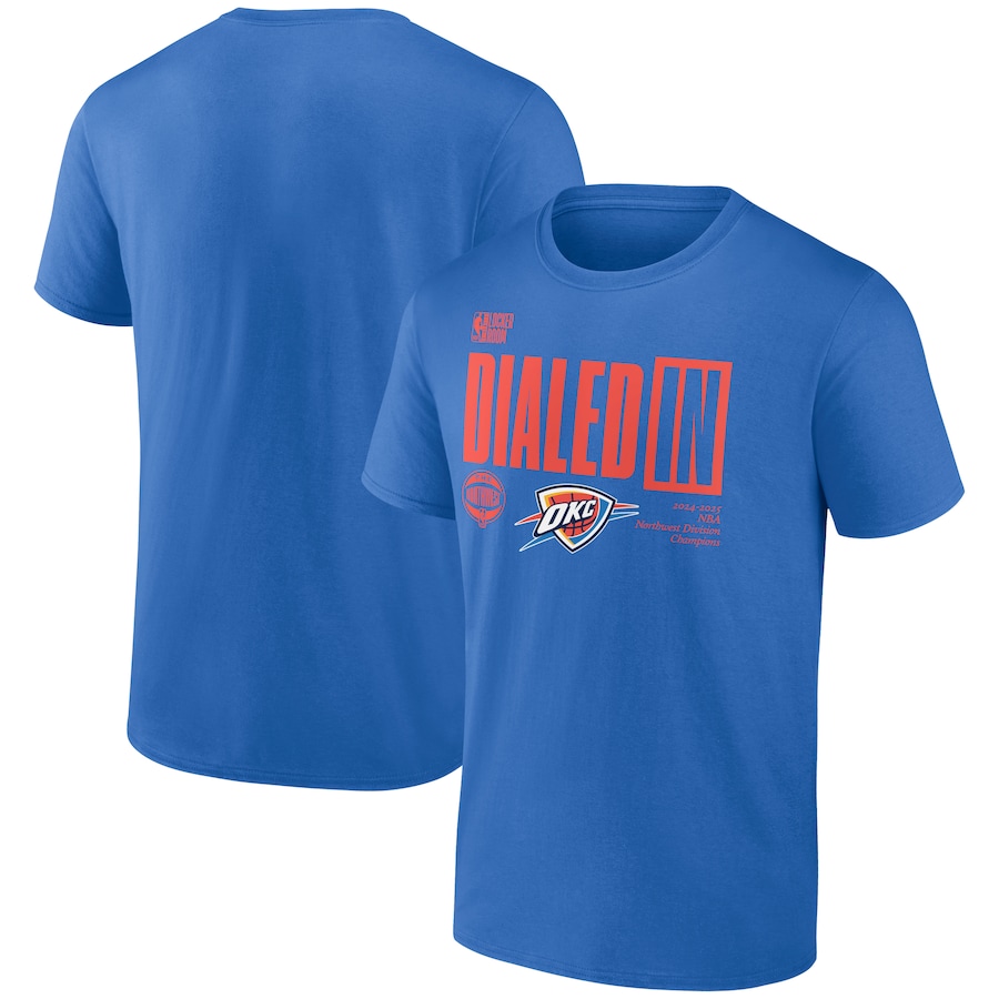 Men's Oklahoma City Thunder  Fanatics Blue 2025 Northwest Division Champions Locker Room T-Shirt - Jersey