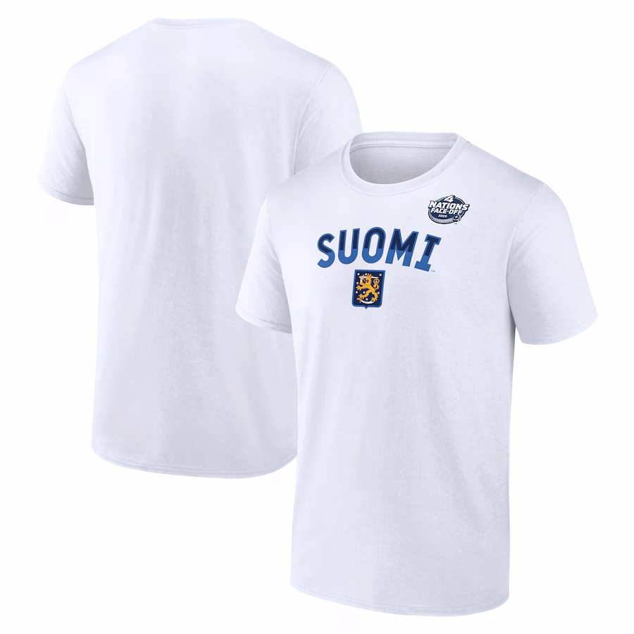Men's Finland Fanatics White 2025 4 Nations Face-Off Primary Logo T-Shirt - Jersey