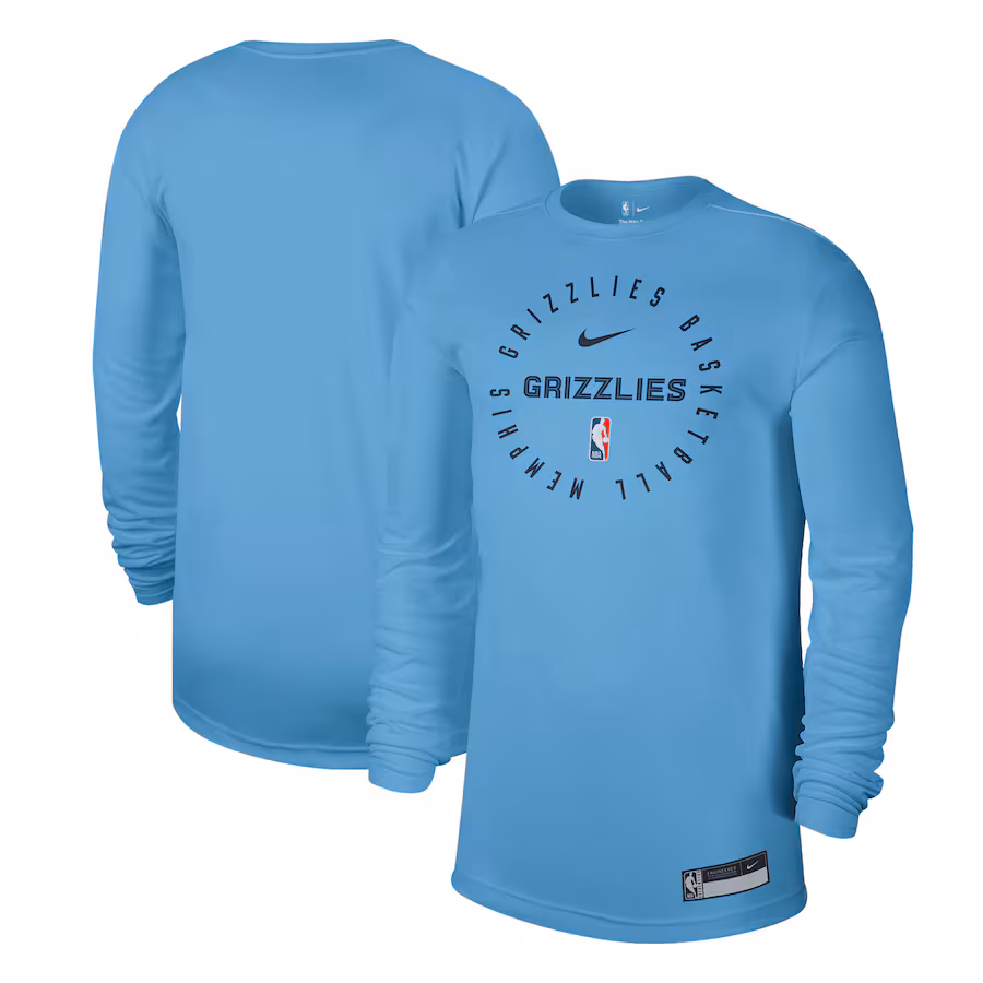 Men's Memphis Grizzlies Nike Light Blue 2024/25 Legend On-Court Practice Long Sleeve T-Shirt - Jersey