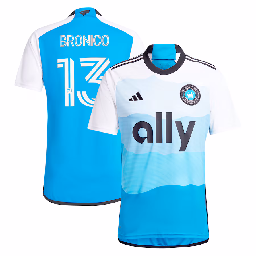 Men's Charlotte FC Brandt Bronico adidas Blue 2024 The Carolina Kit: Explore Replica Player Jersey - Jersey