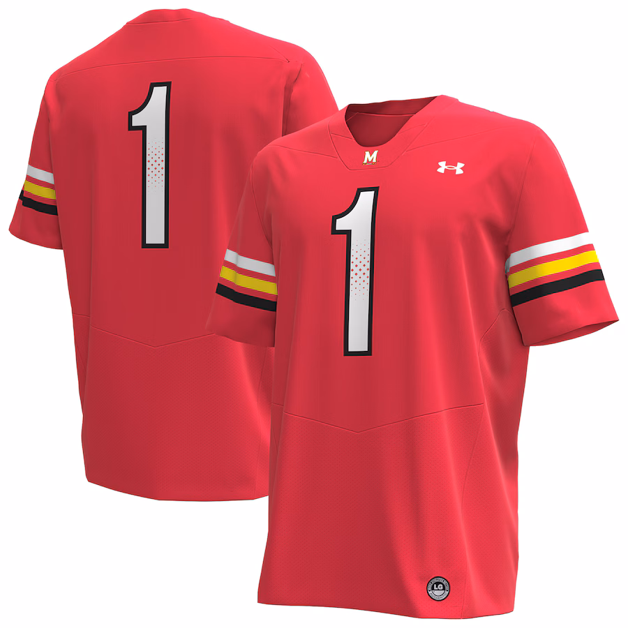 Men's Under Armour #1 Red Maryland Terrapins Replica Football Jersey - Jersey