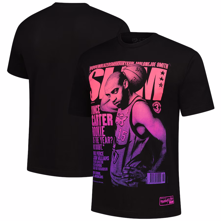 Men's Toronto Raptors Vince Carter Mitchell & Ness Black SLAM Gradient T-Shirt - Jersey
