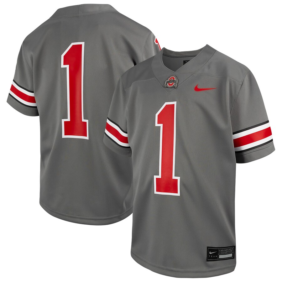 Youth Nike #1 Steel Ohio State Buckeyes Alternate Game Jersey - Jersey