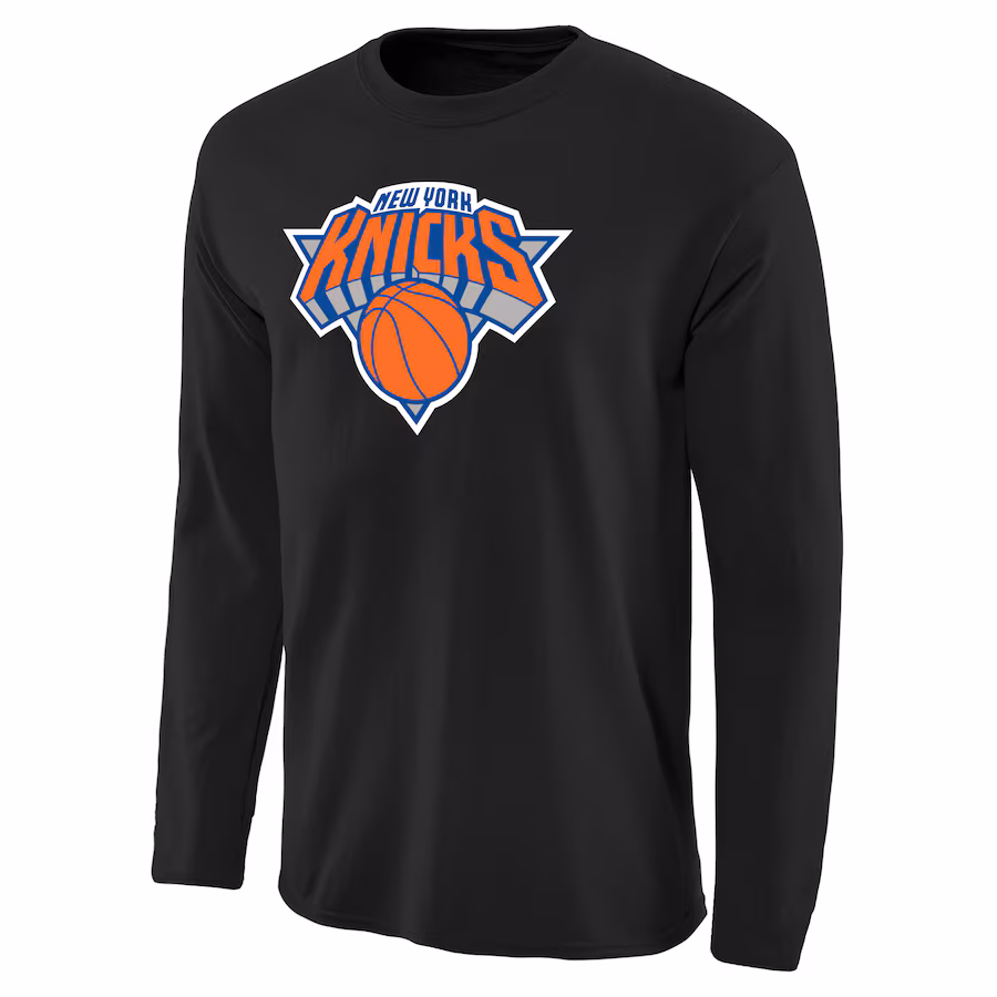 Men's New York Knicks Black Primary Logo Long Sleeve T-Shirt - Jersey