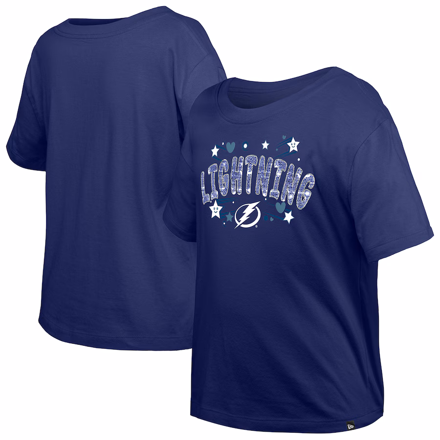 Girl's Youth Tampa Bay Lightning New Era Blue Flip Sequin T-Shirt - Jersey