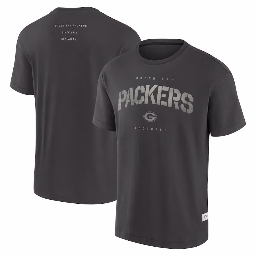 Men's Green Bay Packers Fanatics Charcoal Elements Weathered Tonal Future Ground T-Shirt - Jersey