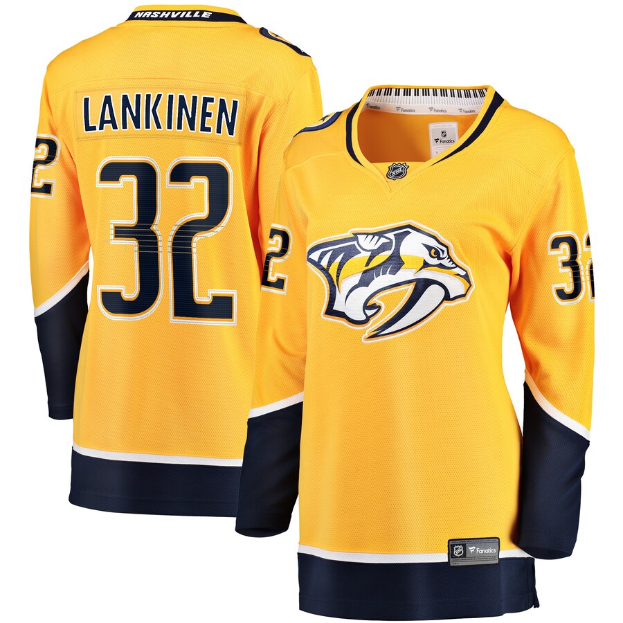 Women's Nashville Predators Kevin Lankinen Fanatics Branded Gold Home Breakaway Player Jersey - Jersey