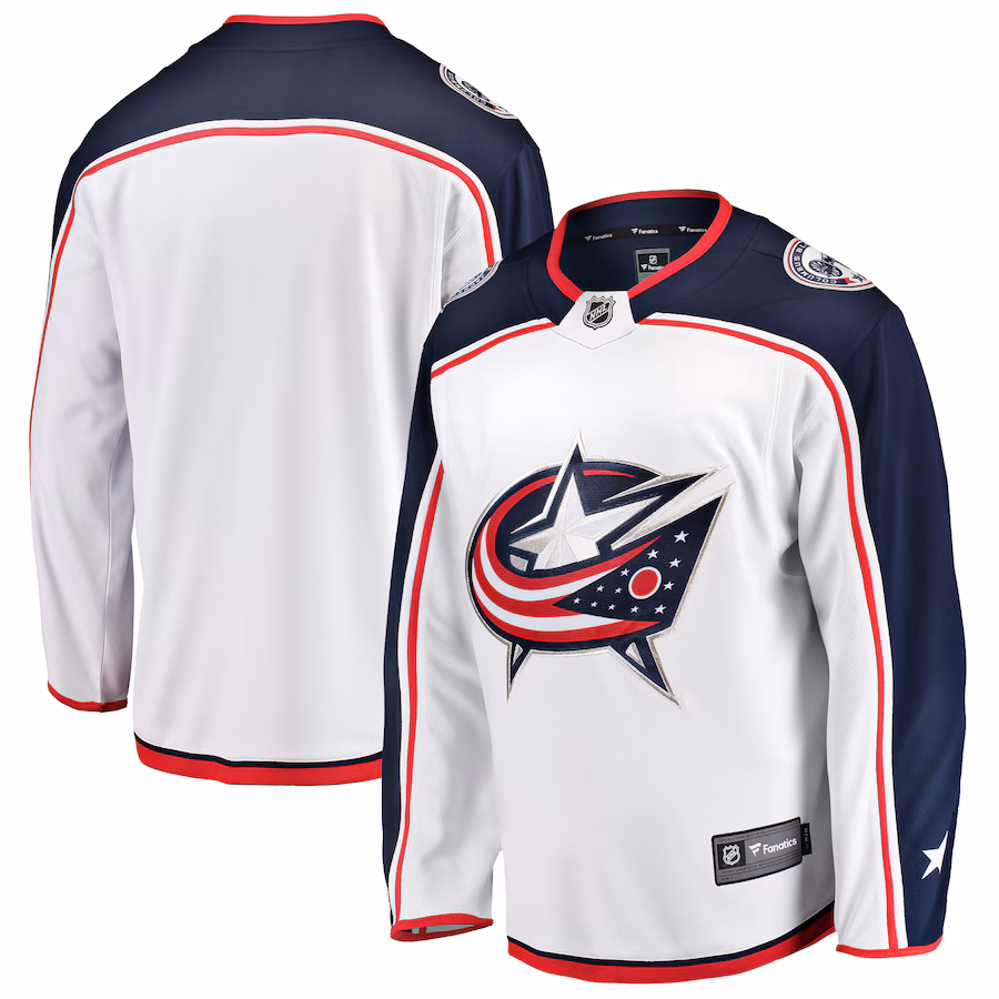 Men's Columbus Blue Jackets Fanatics White Breakaway Away Jersey - Jersey