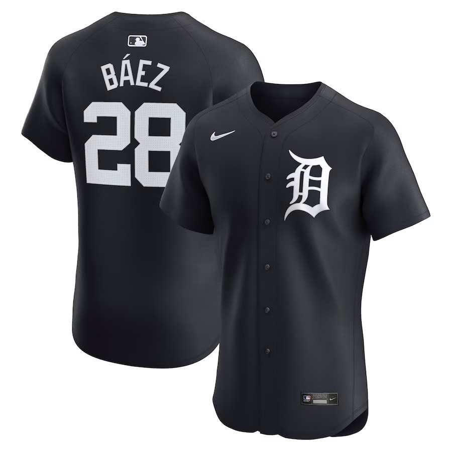 Men's Detroit Tigers Javier Baez Nike Navy Alternate Elite Player Jersey - Jersey