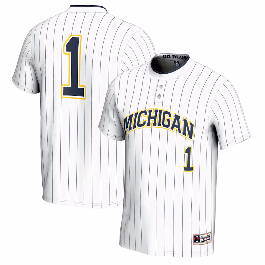 Unisex GameDay Greats #1 White Michigan Wolverines Lightweight Softball Jersey - Jersey