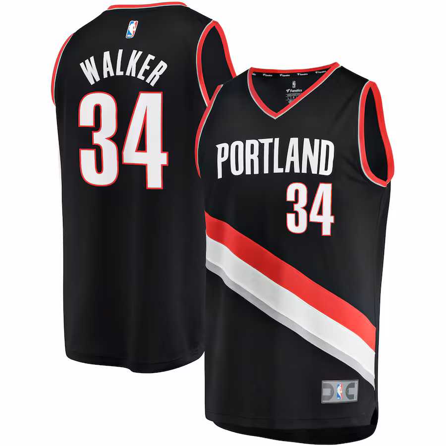 Men's Portland Trail Blazers Jabari Walker Fanatics Black Fast Break Replica Jersey - Icon Edition - Jersey