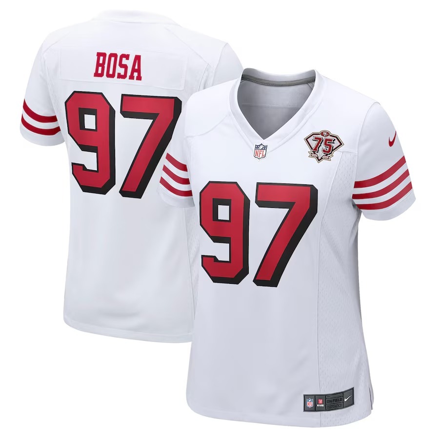 Women's San Francisco 49ers Nick Bosa Nike White 75th Anniversary 2nd Alternate Game Jersey - Jersey