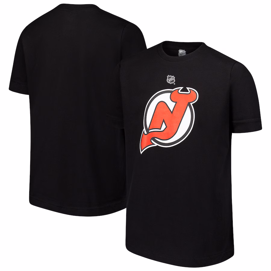 Youth New Jersey Devils Black Primary Logo T-Shirt - Jersey