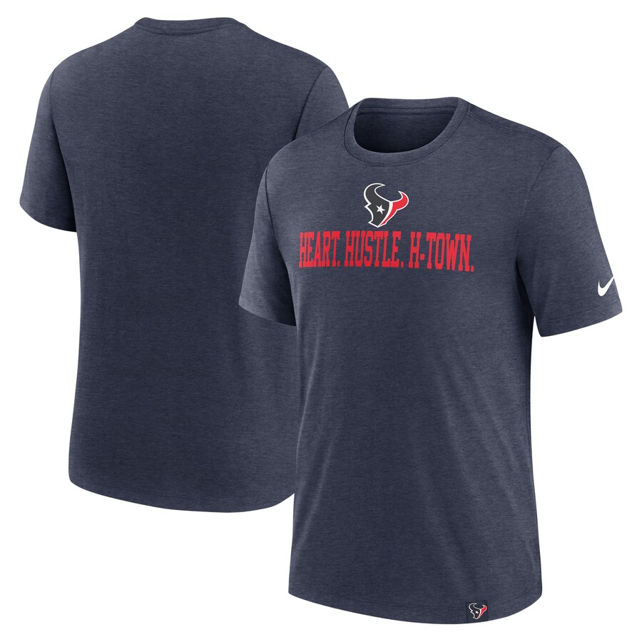 Men's Houston Texans  Nike Heather Navy Blitz Tri-Blend T-Shirt - Jersey