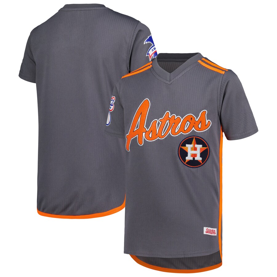 Youth Houston Astros Stitches Charcoal Team V-Neck Jersey - Jersey