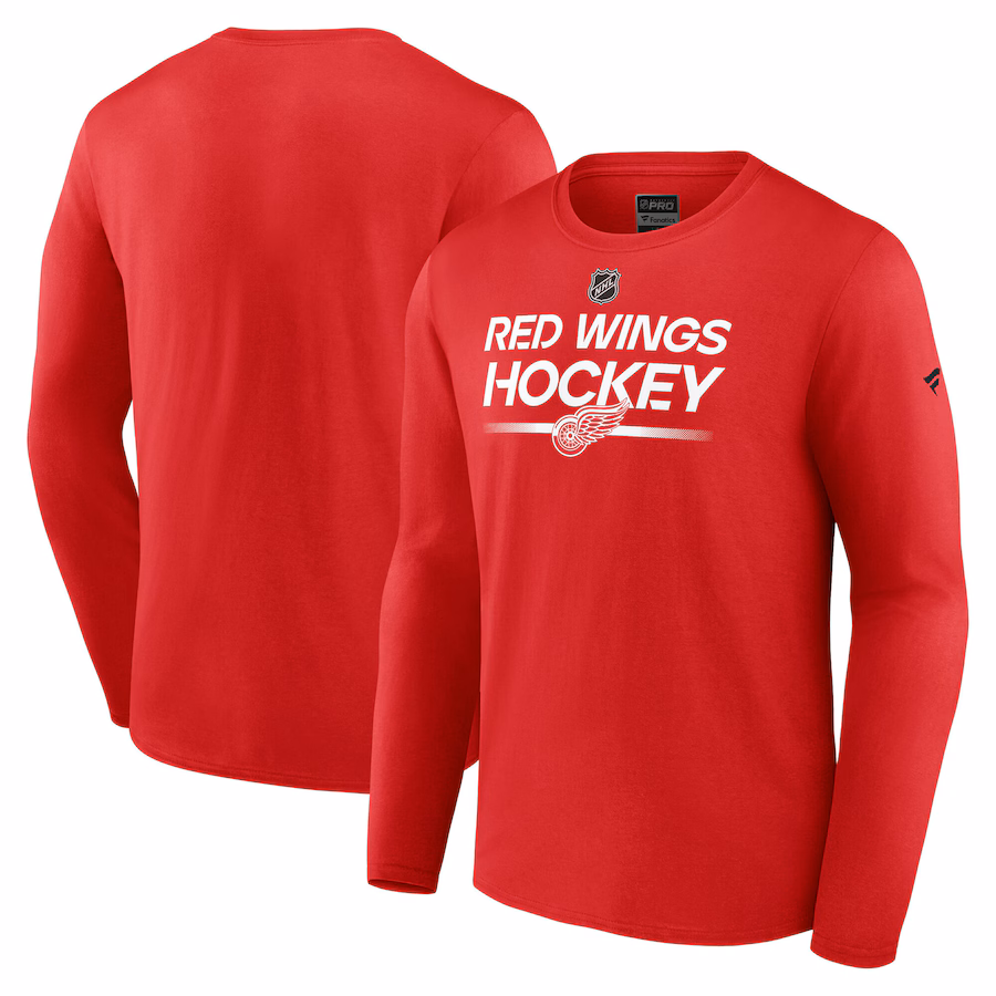 Men's Detroit Red Wings Fanatics Red Authentic Pro Primary Long Sleeve T-Shirt - Jersey