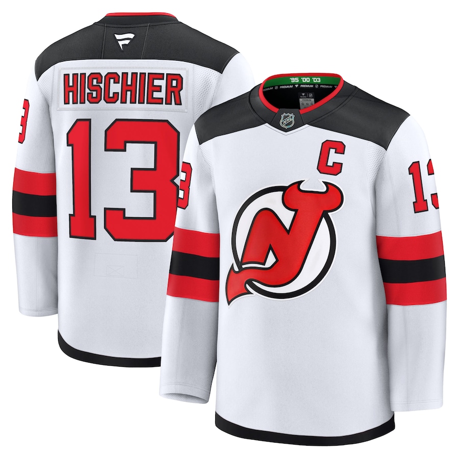 Men's New Jersey Devils Nico Hischier Fanatics White Away Premium Jersey - Jersey