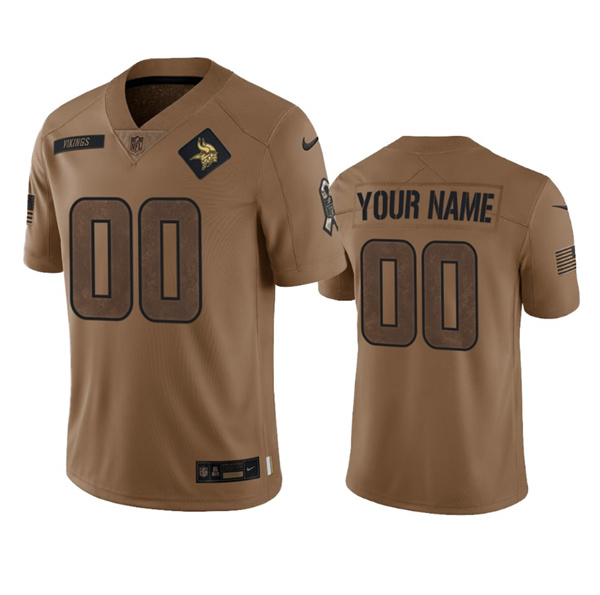 Men's Minnesota Vikings Active Player Custom 2023 Brown Salute To Setvice Limited Football Stitched Jersey - Jersey