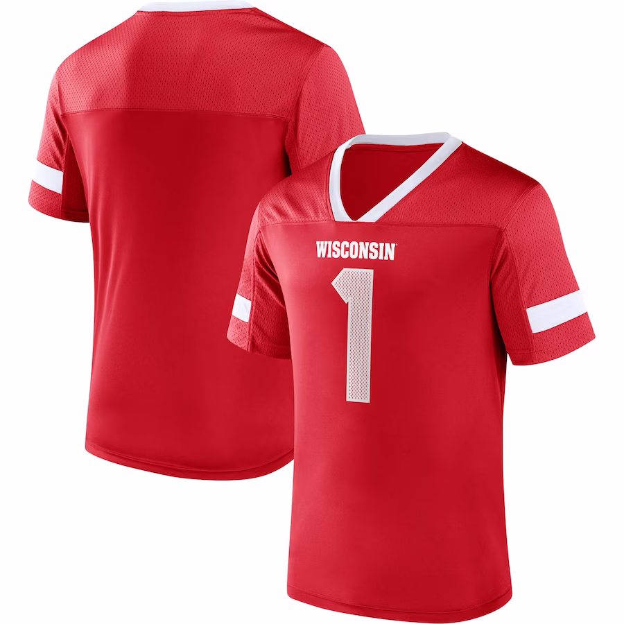 #1 Wisconsin Badgers Fanatics Branded Kickoff Winner Replica Jersey - Red - Jersey