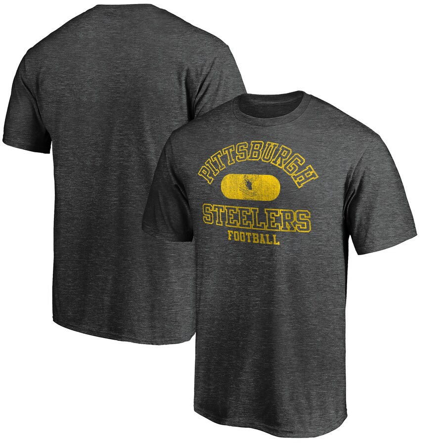 Men's Pittsburgh Steelers Heather Charcoal Varsity Issued Throwback T-Shirt - Jersey