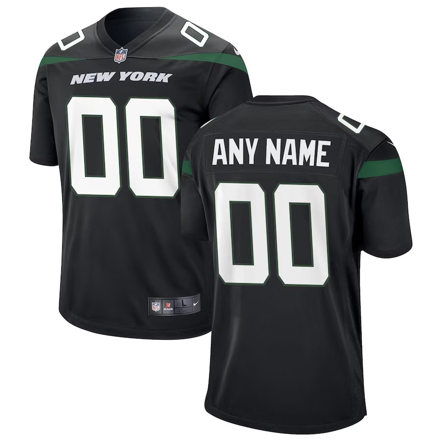 Men's New York Jets Nike Stealth Black Alternate Custom Game Jersey - Jersey