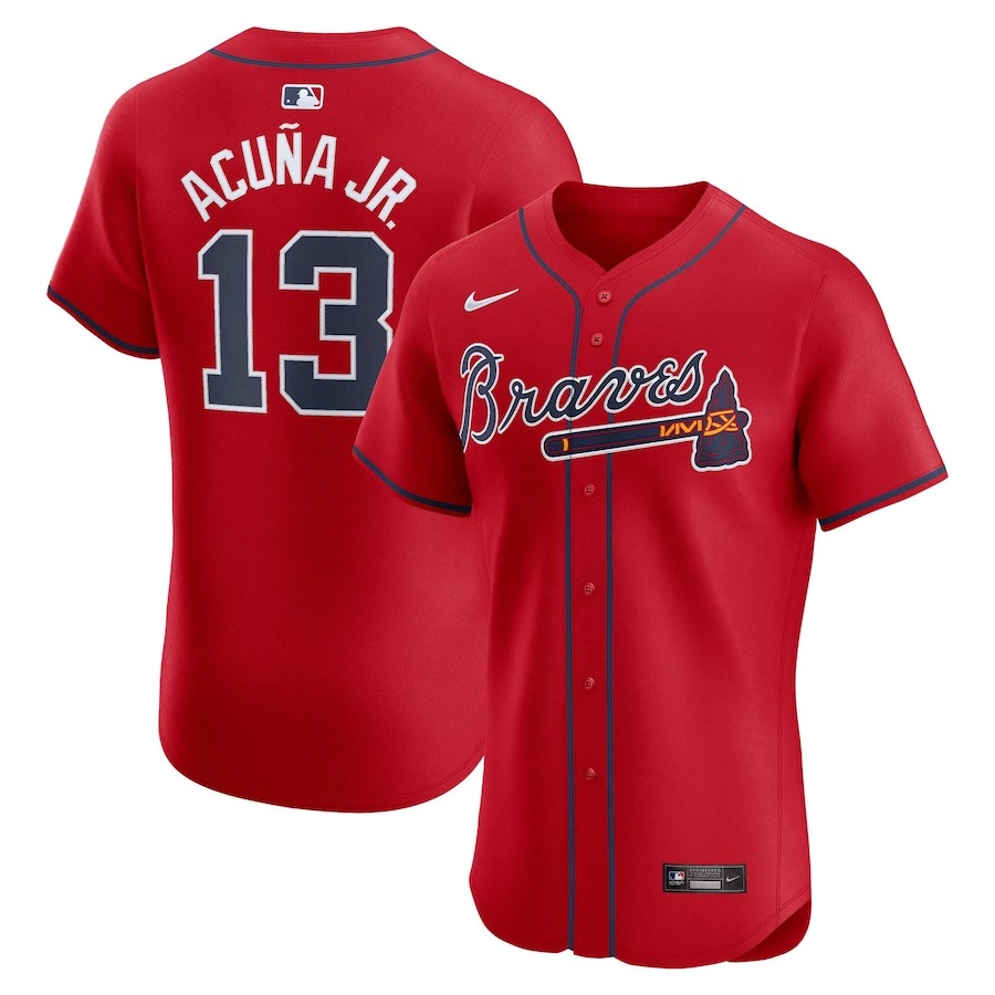 Men's Atlanta Braves Ronald Acuña Jr. Nike Red Alternate Elite Player Jersey - Jersey