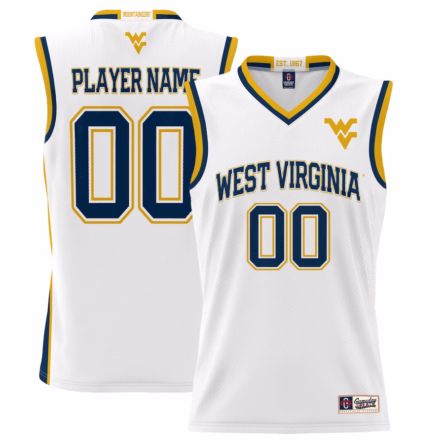West Virginia Mountaineers GameDay Greats Youth NIL Pick-A-Player Women's Lightweight Basketball Jersey - White - Jersey