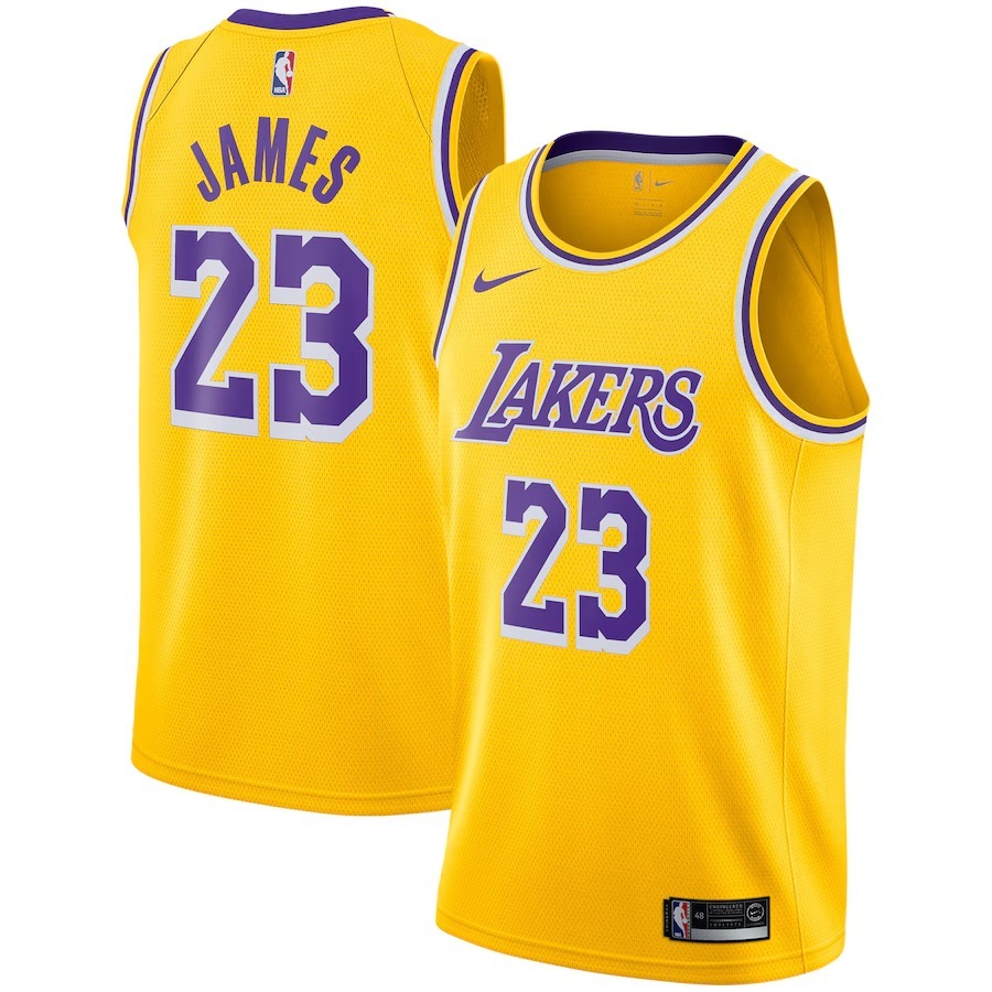 Men's Los Angeles Lakers LeBron James Nike Gold Swingman Player Jersey - Icon Edition - Jersey