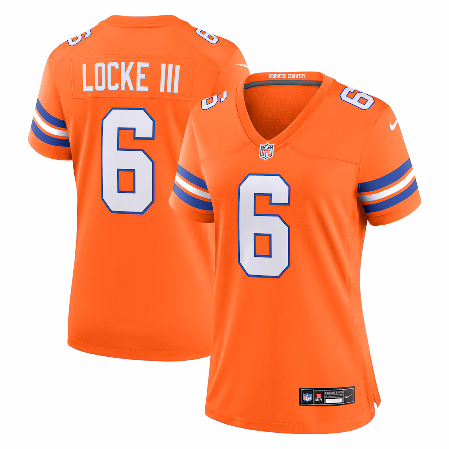 Women's Denver Broncos P.J. Locke III Nike Orange Mile High Collection 1977 Throwback Player Game Jersey - Jersey