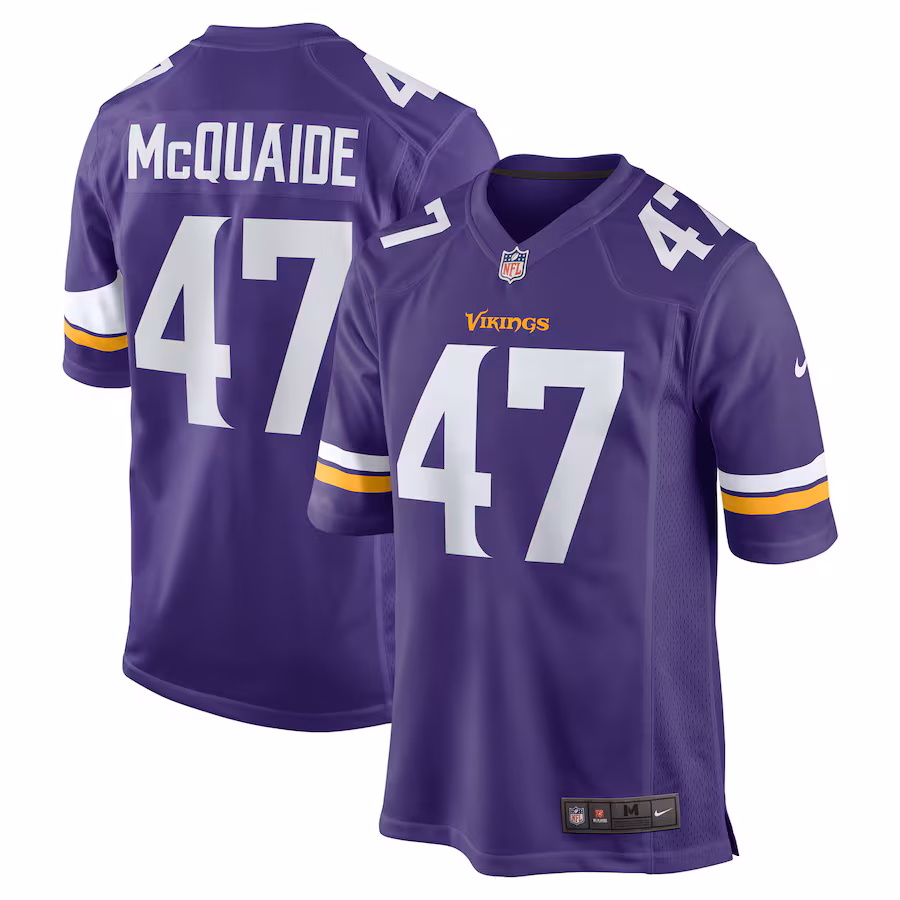 Men's Minnesota Vikings Jake McQuaide Nike Purple Game Jersey - Jersey
