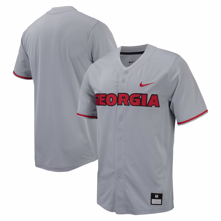Georgia Bulldogs Nike Replica Full-Button Baseball Jersey - Gray - Jersey