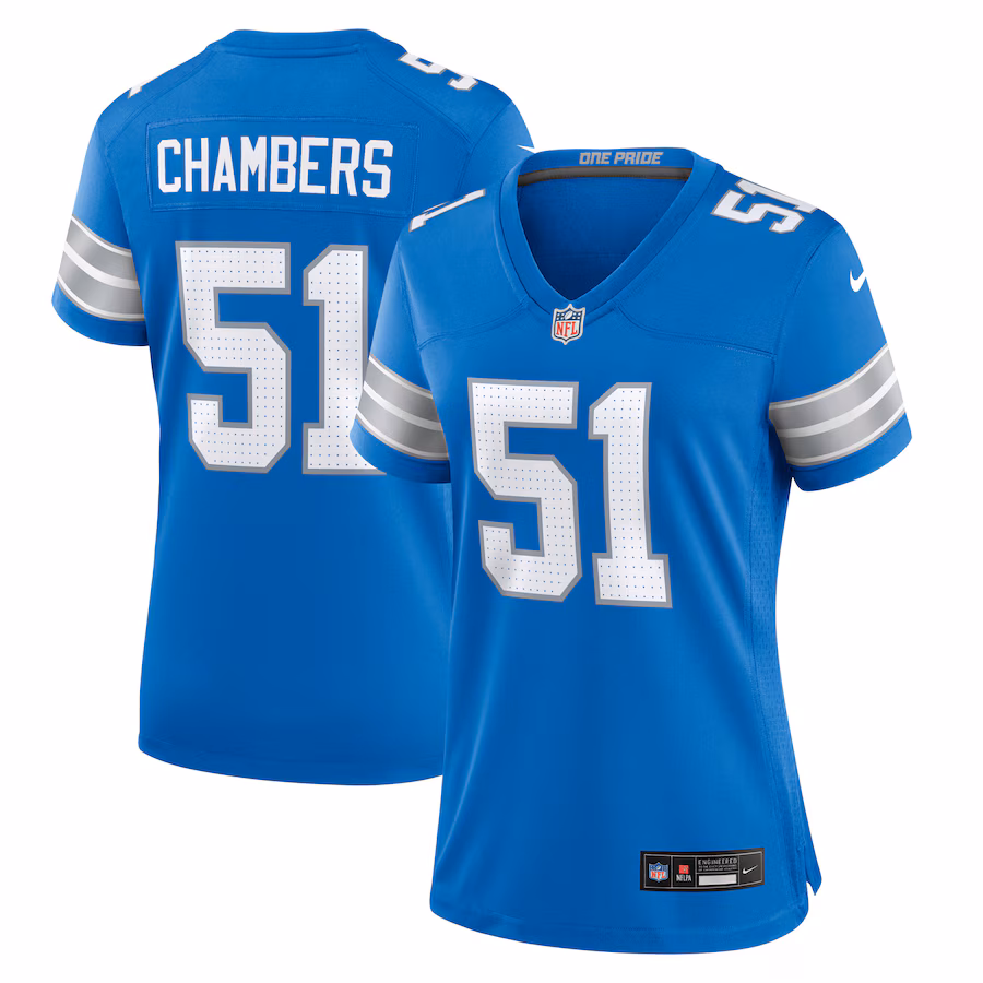 Women's Detroit Lions Steele Chambers Nike  Blue Game Jersey - Jersey