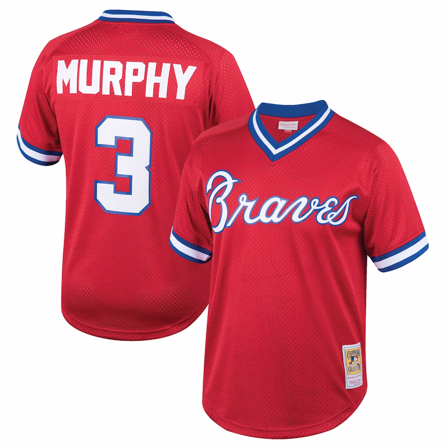 Youth Atlanta Braves Dale Murphy Mitchell & Ness Red Cooperstown Collection Mesh Batting Practice Jersey - Jersey