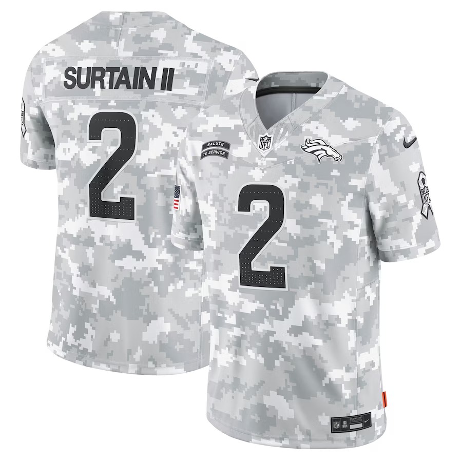 Men's Denver Broncos Patrick Surtain II Nike Arctic Camo 2024 Salute to Service Limited Jersey - Jersey