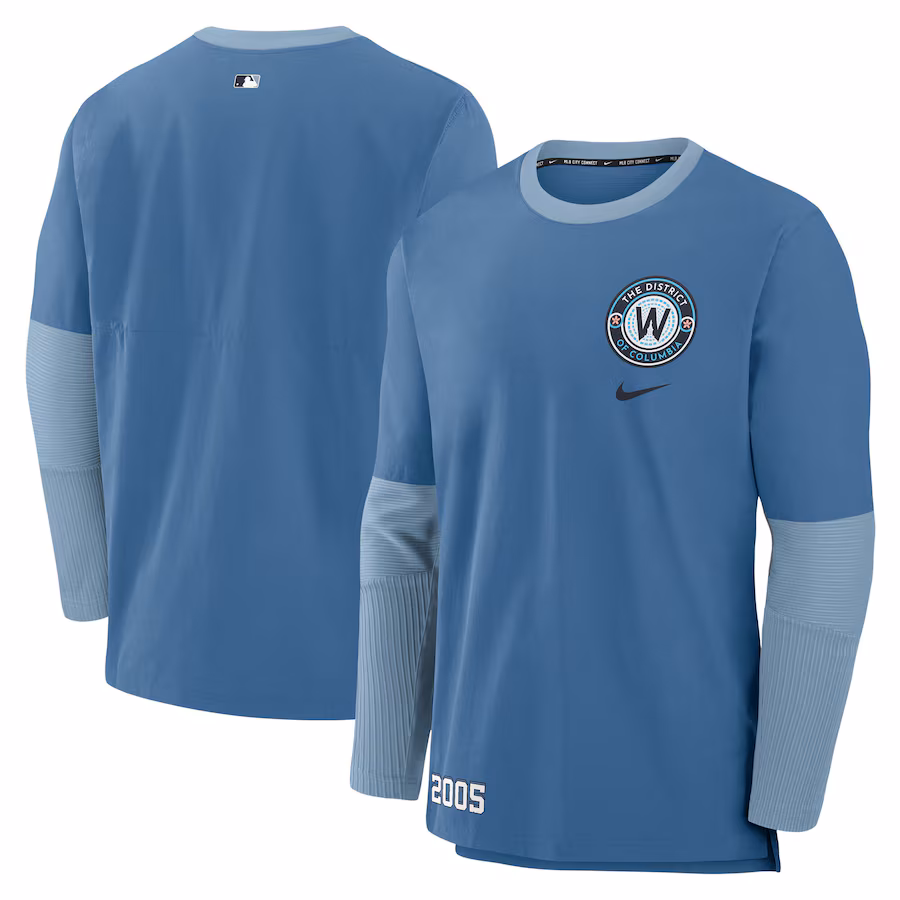 Men's Washington Nationals Nike Blue 2025 City Connect Authentic Collection Performance Player Sweatshirt - Jersey