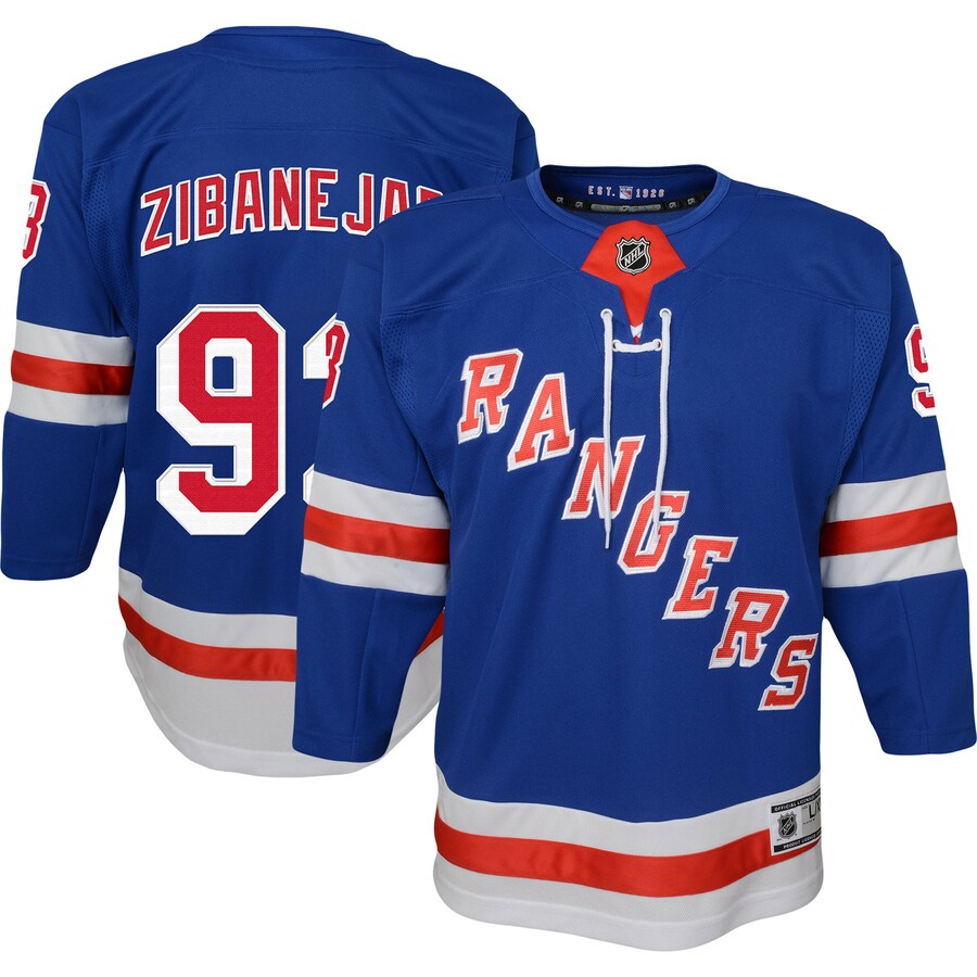 Youth New York Rangers Mika Zibanejad Blue Home Premier Player Jersey - Jersey