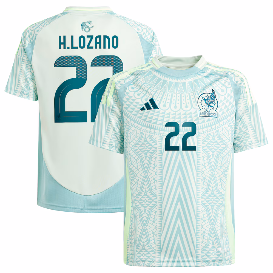 Youth Mexico National Team Hirving Lozano adidas Green 2024 Away Replica Player Jersey - Jersey