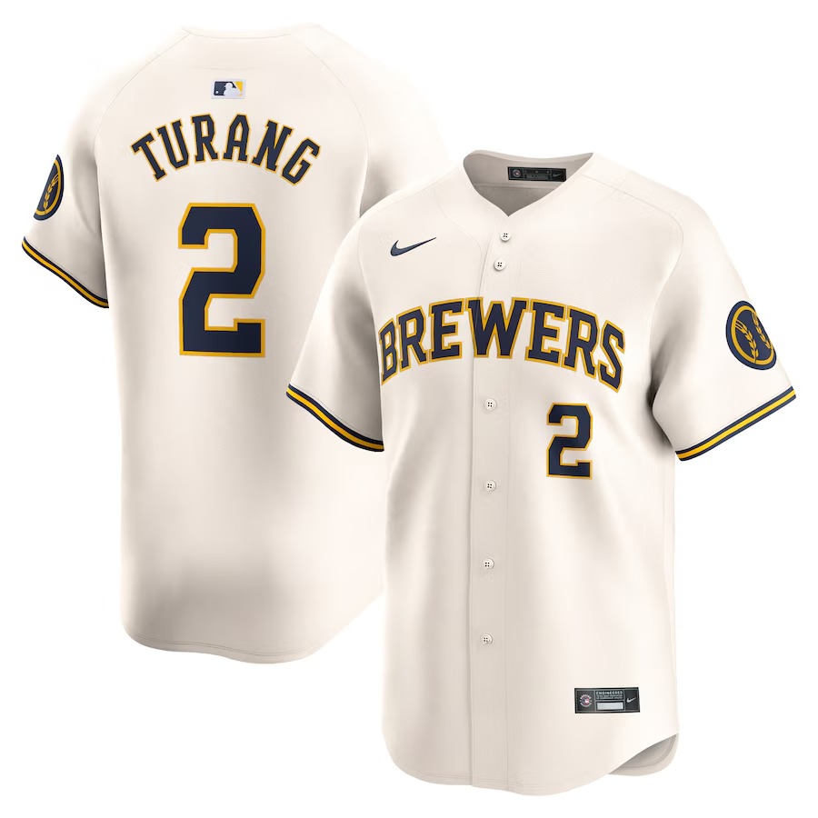 Men's Milwaukee Brewers Brice Turang Nike Cream Home Limited Player Jersey - Jersey
