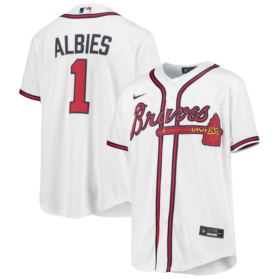 Youth Atlanta Braves Ozzie Albies Nike White Alternate Replica Player Jersey - Jersey