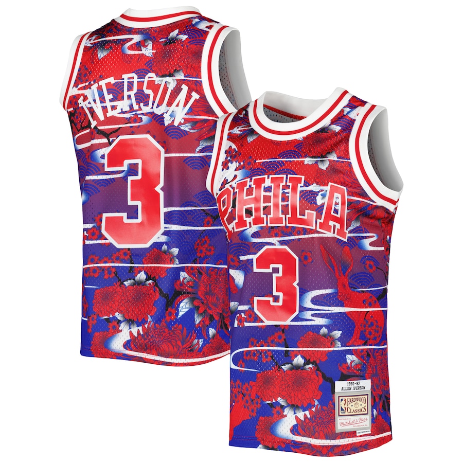 Men's Philadelphia 76ers Allen Iverson Mitchell & Ness Red 1996/97 Hardwood Classics Lunar New Year Swingman Jersey - Jersey