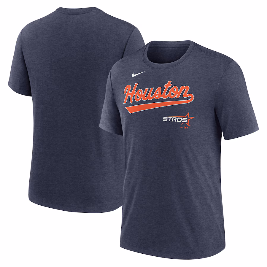 Men's Houston Astros Nike Heather Navy 2025 City Connect Tri-Blend T-Shirt - Jersey